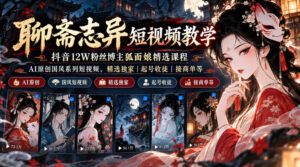 聊斋志异短视频教学,抖音12W粉丝博主狐面娘精选课程,AI原创国风系列短视频,精选独家丨起号收徒丨接商单等-网赚资源网