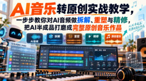 AI音乐转原创实战教学，一步步教你对AI音频做拆解、重塑与精修，把AI半成品打磨成完整原创音乐作品-网赚资源网