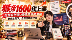 猴帝1600线上课，拉爆自然流，做懂流量的主播，新规政策下，自然流破圈攻略【更新261002】-网赚资源网