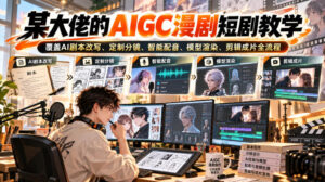 某大佬的AIGC漫剧短剧教学,覆盖AI剧本改写、定制分镜、智能配音、模型渲染、剪辑成片全流程-网赚资源网