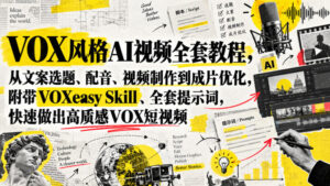 VOX风格AI视频全套教程,从文案选题、配音、视频制作到成片优化,附带VOXeasy Skill、全套提示词,快速做出高质感VOX短视频-网赚资源网