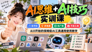 【无水印】AI思维+AI技巧实训课,全方位、多角度、无广告、不卖工具,从0开始的保姆级AI工具通用使用教学-网赚资源网