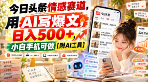今日头条情感赛道,用AI写爆文,日入500+,小白手机可做【附AI工具】-网赚资源网