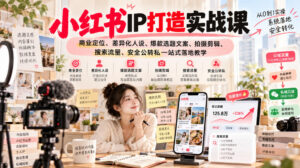 小红书ip打造实战课，商业定位、差异化人设、爆款选题文案、拍摄剪辑、搜索流量、安全公转私一站式落地教学-网赚资源网