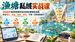 渔塘私域实战课,2026年如何经营好自己的私域稳定业绩,学会蓄水、养鱼、培育、转化,不再一次性收割客户-网赚资源网