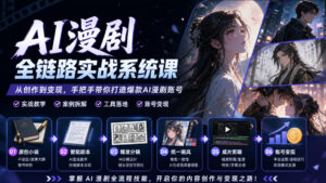 AI漫剧全链路实战系统课|原创小说、智能剧本、精准分镜、统一画风、成片剪辑、账号变现实操教学-网赚资源网