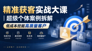 精准获客实战大课|超级个体案例拆解,低成本挖掘高质量客户-网赚资源网
