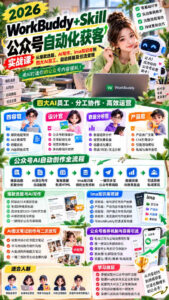2026WorkBuddy+Skill公众号自动化获客实战课,从爆款选题、AI写作、ima知识库到四大AI员工、自动排版及引流变现,用AI打造你的公众号内容团队-网赚资源网